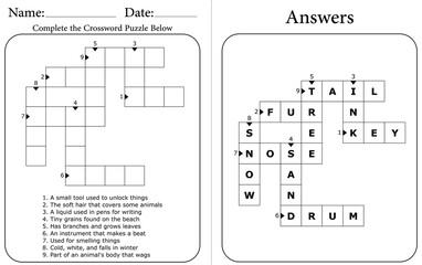 Fun & Easy Crossword Puzzle for Kids: Printable Word Game for Classroom Management