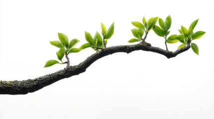Fototapeta premium Delicate Branch with Fresh Spring Leaves - A Nature's Embrace