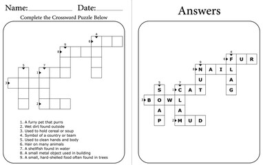 Fun & Easy Crossword Puzzle for Kids: Printable Word Game for Classroom Management