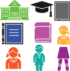 School icon bundle design art and illustrator eps
