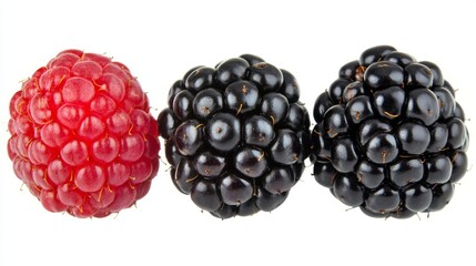 Close-up of Fresh Raspberries and Blackberries