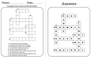 Printable Crossword Puzzle: Brain Training Word Game for Kids