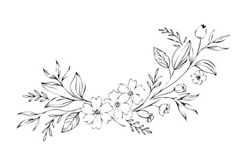botanical-line-background-with-flowers-and-leave