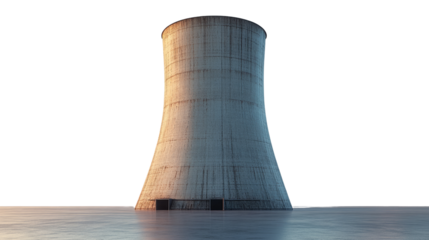 Industrial Cooling Tower: A towering industrial cooling tower stands against a plain background, the epitome of modern architecture. 