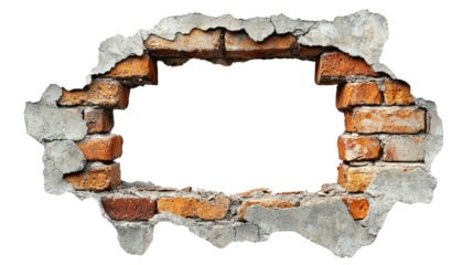 Breaking Through: A close-up shot of a hole in a brick wall, revealing a glimpse of what lies beyond, evoking a sense of transformation and discovery.