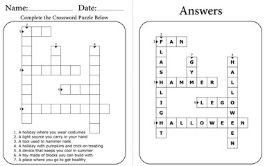 Printable Crossword Puzzle: Brain Training Word Game for Kids
