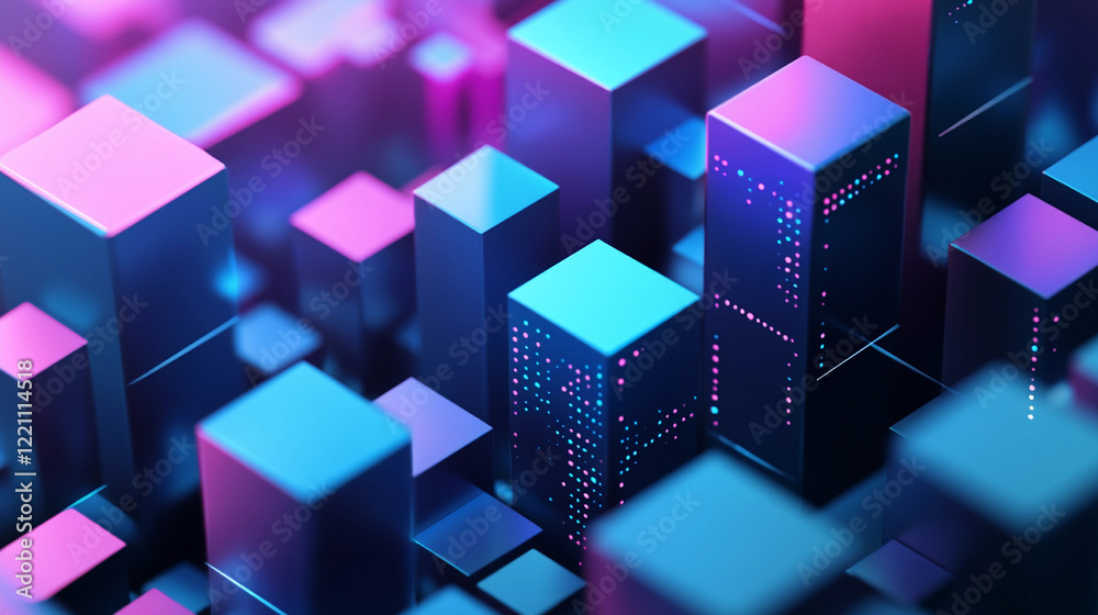 Poster intelligence inspired background featuring cube structures with vibrant colors and modern design. ge