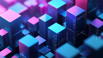 Intelligence inspired background featuring cube structures with vibrant colors and modern design. Generative AI