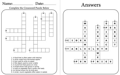 Printable Crossword Puzzle: Brain Training Word Game for Kids
