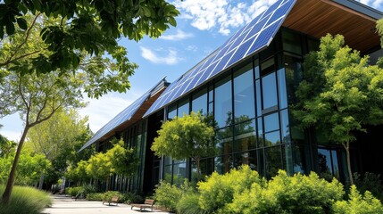 Fototapeta premium Sustainable architecture showcase eco-friendly building urban area photo daylight modern design