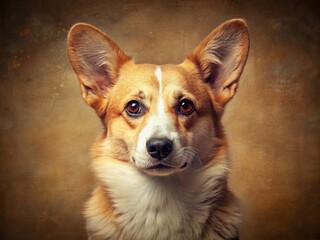 Obraz premium Vintage Portrait of an Adorable Corgi Dog - Retro Pet Photography