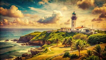 Fototapeta premium Vintage Postcard: Eluanbi Park's Southernmost Point, Taiwan
