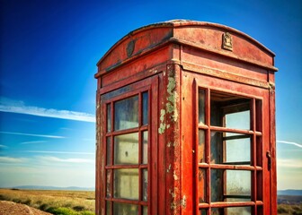 Obraz premium Vintage Public Phone Booth, Retro Communication, Classic Red Telephone Box, Old British Phone Box, Isolated on White Background