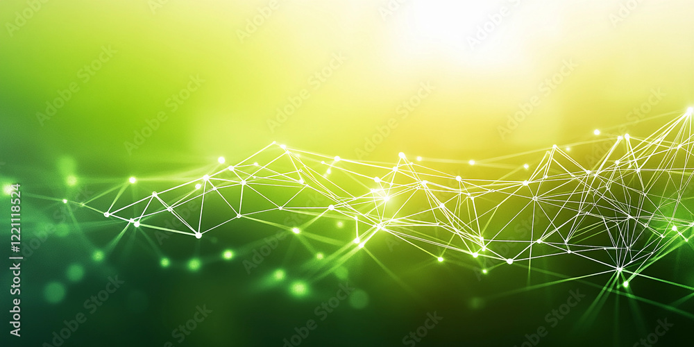 Aufkleber connection visualization showcasing a digital network with bright green tones and intricate lines re