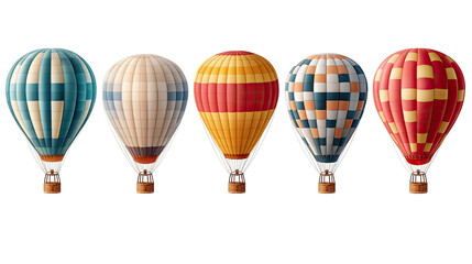 Fototapeta premium Colorful Hot Air Balloons: A captivating view of vibrant hot air balloons, each adorned with unique patterns and colors, ready to take flight and paint the sky with joy.