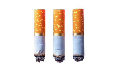 Evidence of a Habit: Three extinguished cigarettes stand as stark reminders of a consumed habit, the smoldering ash hinting at the cycle of use and discard.