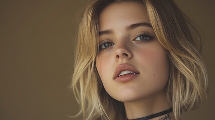 Fototapeta premium Blonde Woman Portrait Soft Lighting Close Up