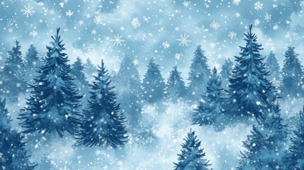 Fototapeta premium Winter Forest Scene with Snowfall - A Beautiful Winter Landscape