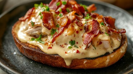 Savory Chicken Bacon Toast with Creamy Sauce
