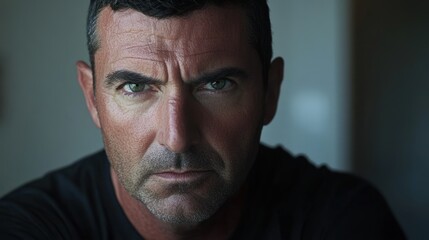 Obraz premium A Serious Middle Aged Man With Green Eyes