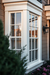 Elegant White Bay Window: Modern Home Exterior Design