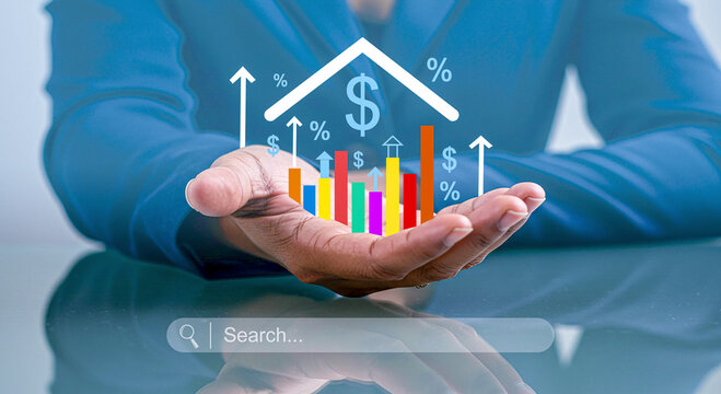 Earnings per sale graphs. Concept of home equity.