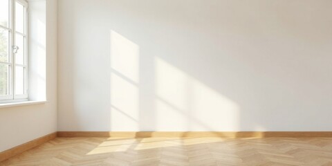 Bright Sunlight Illuminates an Empty Room with Hardwood Floors and a Single Window
