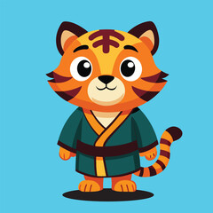 Discover the charm of this cute tiger wearing a robe in a delightful cartoon mascot illustration! Perfect for storybooks, animation, and print products, this adorable tiger design combines whimsy and 