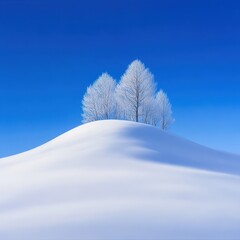 Lone tree on snowy hill serene winter landscape with a single tree against a clear blue sky and white snow cover