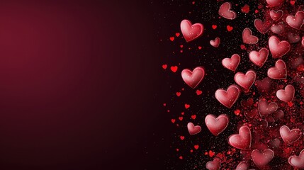 Obraz premium Glowing Red Hearts Background for Valentine's Day Celebration with Sparkling Effects and Festive Atmosphere