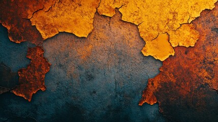 A wall with a crack in it and a yellow paint splatter