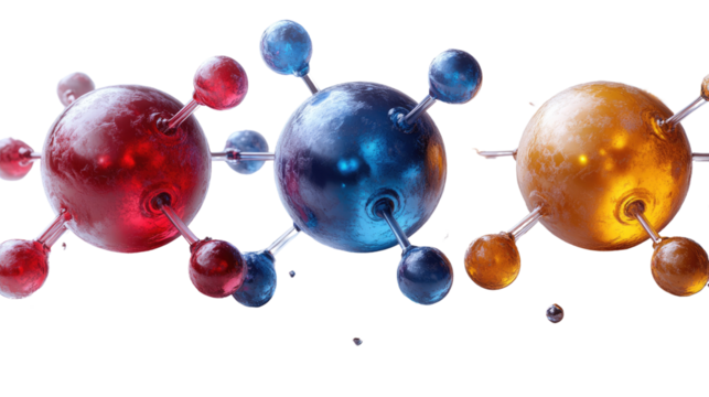 Molecular Bonds: Illustrative 3D rendering of colorful molecule structures, showcasing scientific concepts with vibrant, modern design