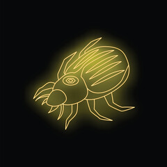Neon yellow beetle glowing on a dark background, creating a vibrant and eye catching image