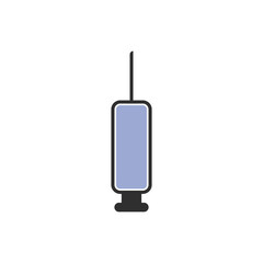 Medical syringe icon. The syringe is filled with a vaccine solution. Vector Illustration of medical syringe with needle. Injection syringe vaccine medical icon vector illustration design