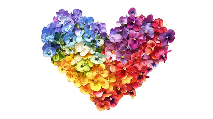 グラデーションの花 ハート型 色とりどりの花 虹色の花 透過素材