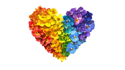 グラデーションの花 ハート型 色とりどりの花 虹色の花 透過素材