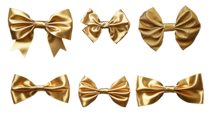ゴールドのリボンセット 背面透過 