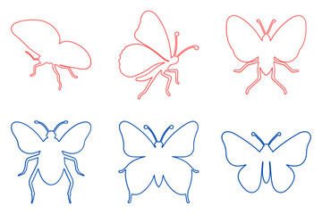 Outline Butterfly Illustration Design Set