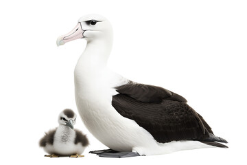 Fototapeta premium a an albatross with its chick isolated on a transparent background