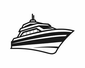 Stylish Black and White Yacht Silhouette