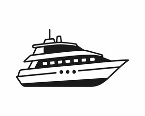Obraz premium Simple Black and White Line Art Illustration of a Luxury Yacht