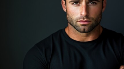 Fototapeta premium Close up portrait of a serious young man