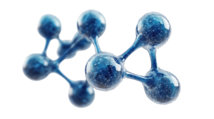 Abstract Blue Molecule: A mesmerizing, three-dimensional blue molecule model against a white background.