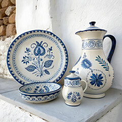 traditional Hungarian porcelain handmade in blue