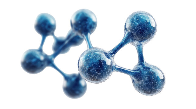 Abstract Blue Molecule: A mesmerizing, three-dimensional blue molecule model against a white background.