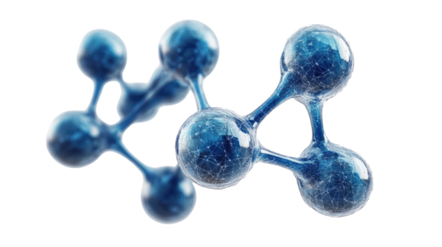 Abstract Blue Molecule: A mesmerizing, three-dimensional blue molecule model against a white background.