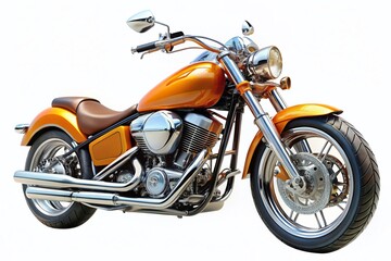 Obraz premium White Background Studio Shot of Powerful Motorcycle, Chrome Details, Clean Minimalist Design
