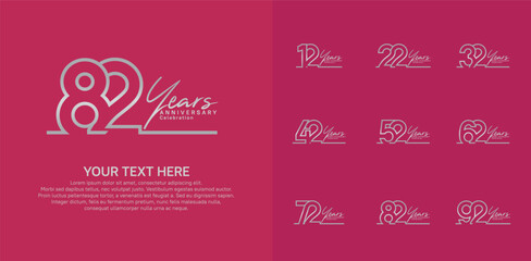 Anniversary logo set vector design, silver color for celebration event