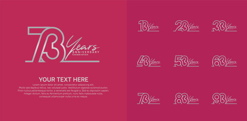 Fototapeta premium Anniversary logo set vector design, silver color for celebration event