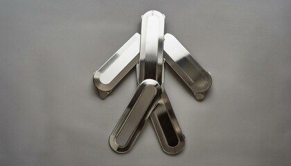 Naklejka premium 불투명한 금속 판들이 겹쳐져 인간 형상을 형성하는 장면